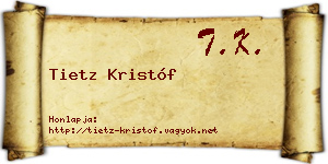 Tietz Kristóf névjegykártya