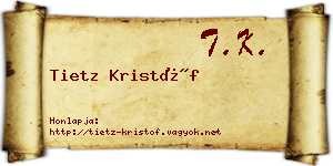 Tietz Kristóf névjegykártya